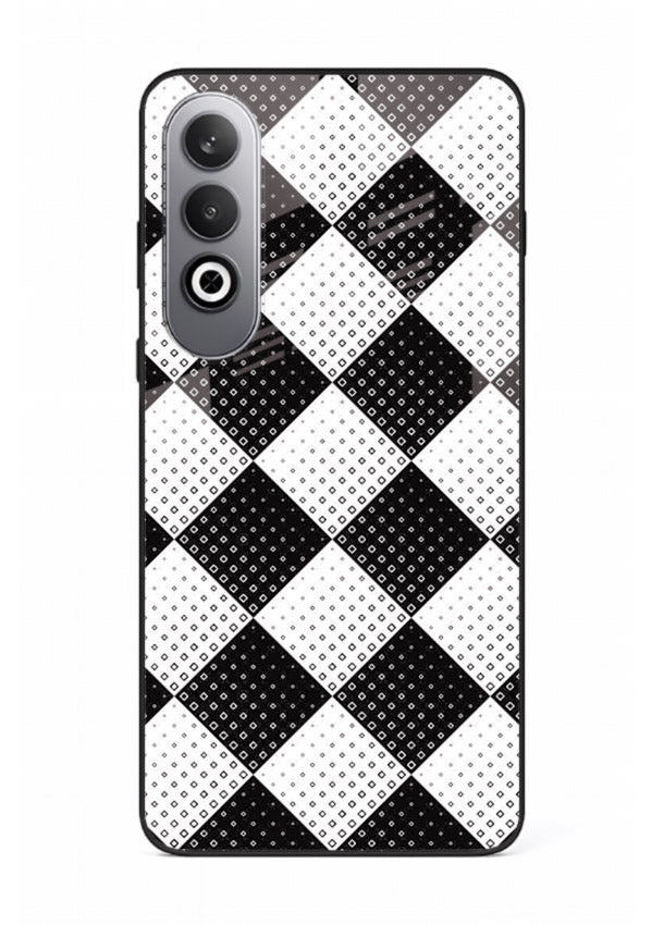 Black White Check checkered pattern OnePlus Nord CE4 glass back cover