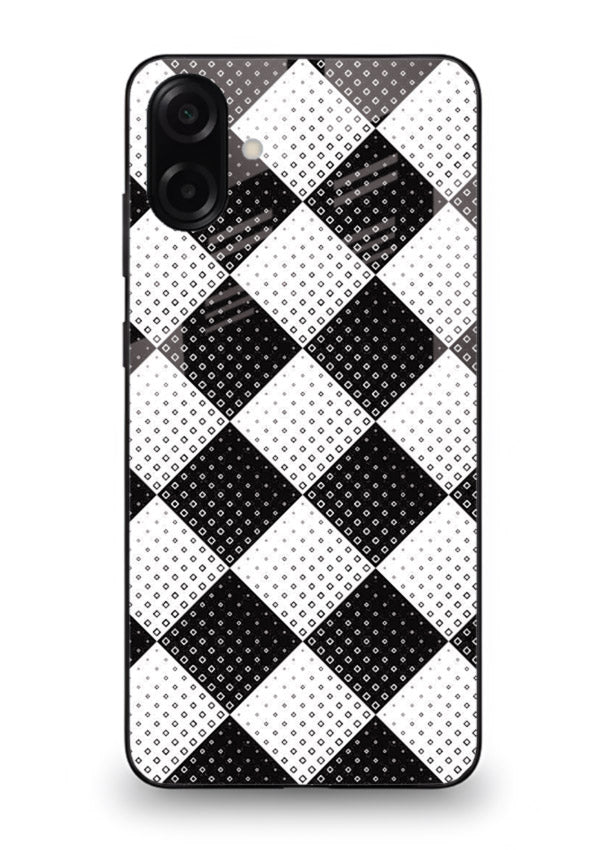 Black White Check checkered pattern Samsung M13 5G glass back cover