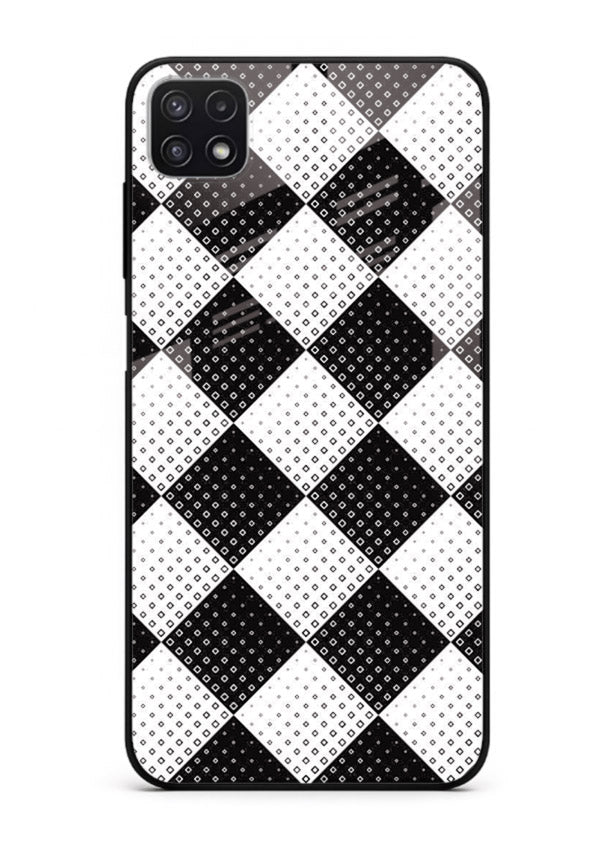 Black White Check checkered pattern Samsung A22 5G glass back cover