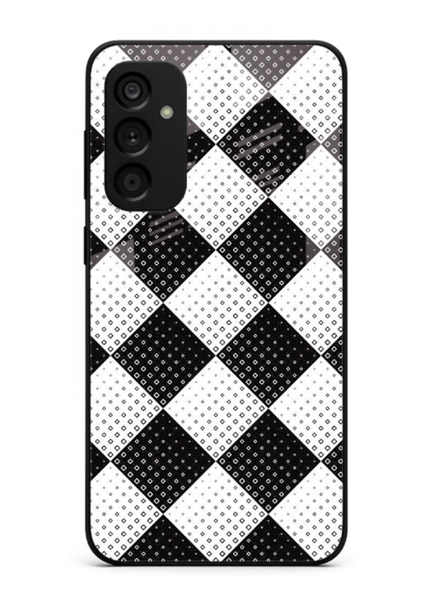 Black White Check checkered pattern Samsung A15 5G glass back cover