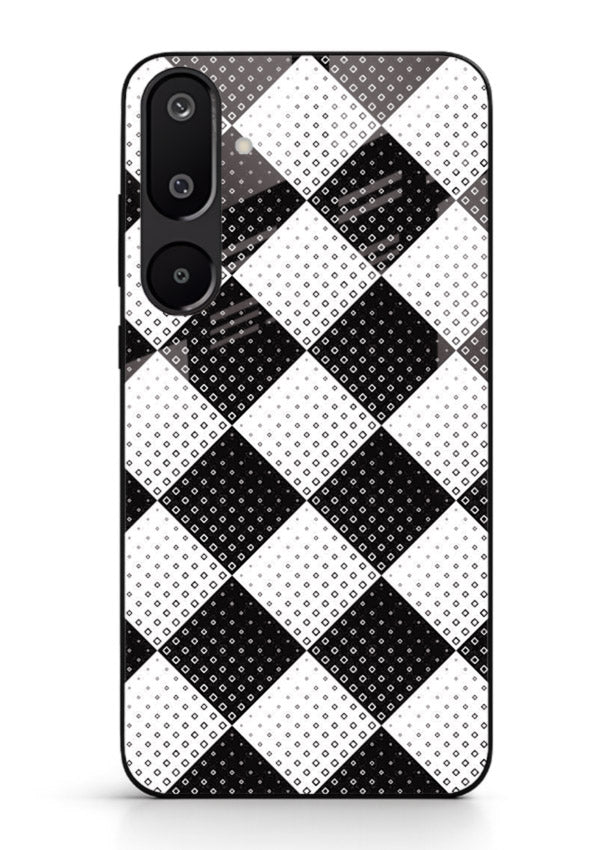 Black White Check checkered pattern Samsung F16 5G glass back cover