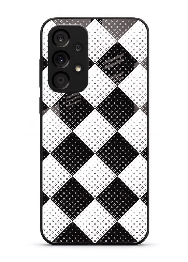 Black White Check checkered pattern Samsung A33 5G glass back cover