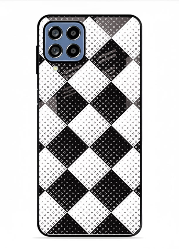Black White Check checkered pattern Samsung M33 5G glass back cover