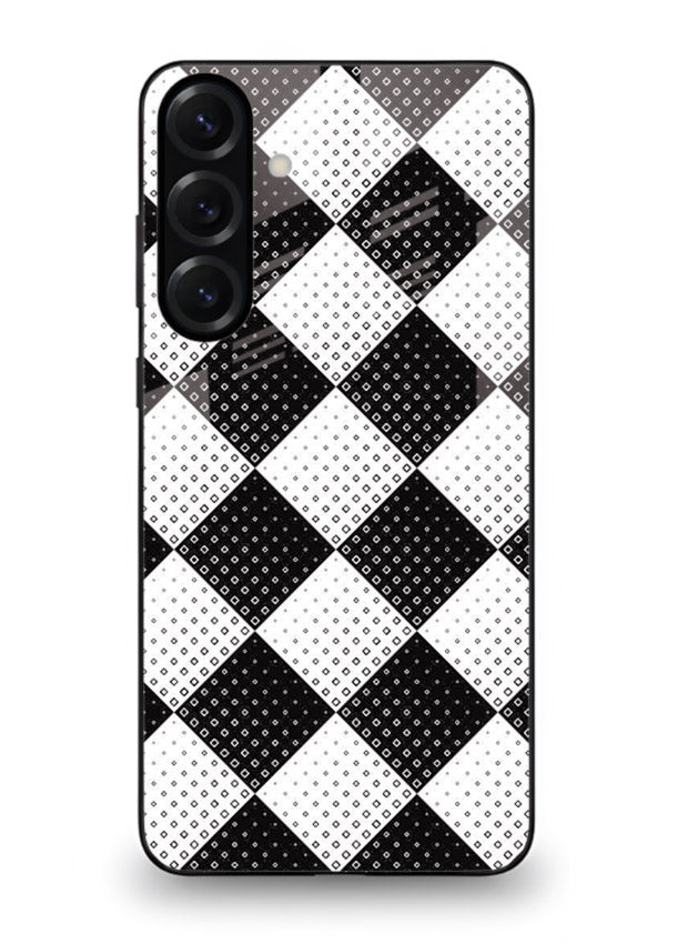 Black White Check checkered pattern Samsung A25 5G glass back cover