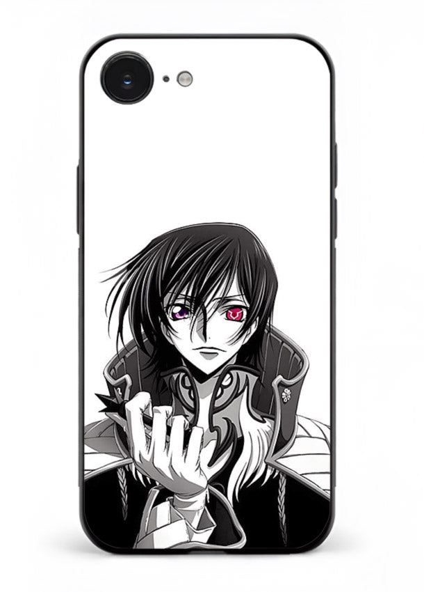 black white samurai warrior art iphone 16e glass cover japanese minimal case