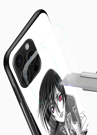black white samurai warrior art glossy vibrant premium glass cover japanese minimal case - Angle Blade
