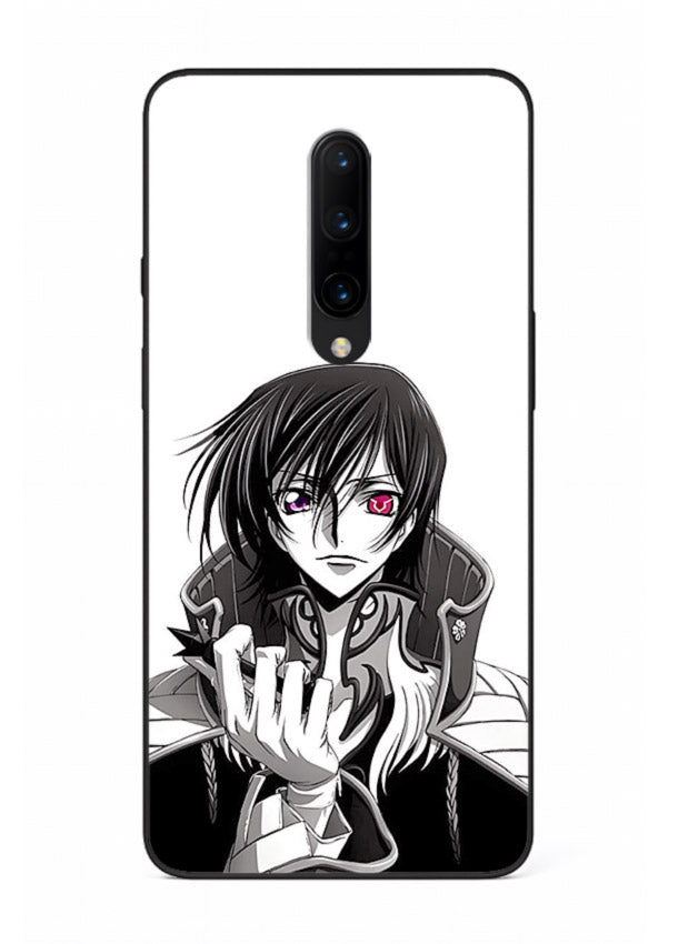 black white samurai warrior art OnePlus 7 Pro glass cover japanese minimal case