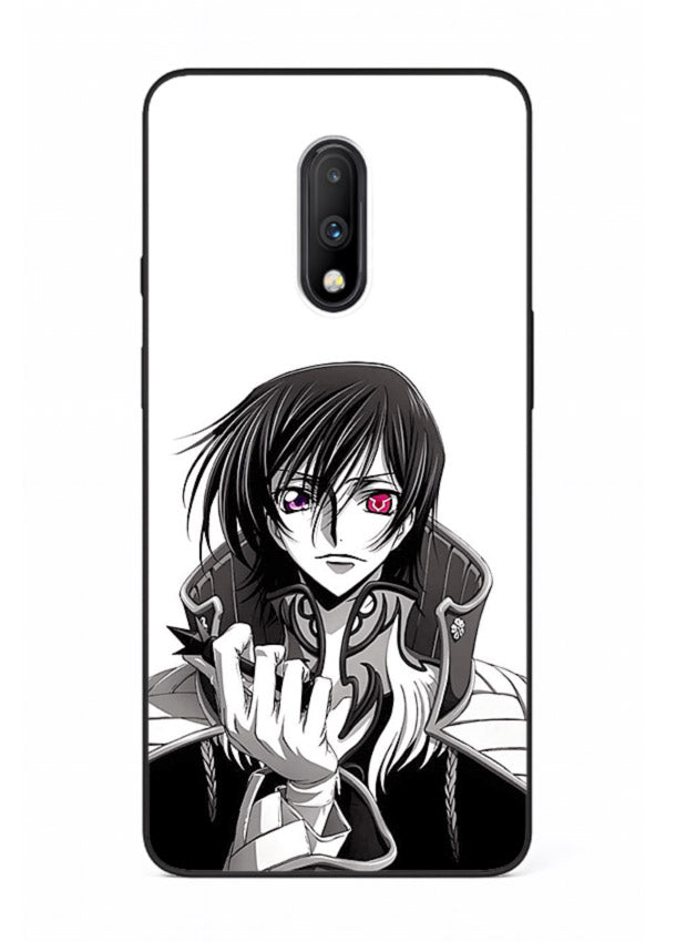 black white samurai warrior art OnePlus 7 glass cover japanese minimal case
