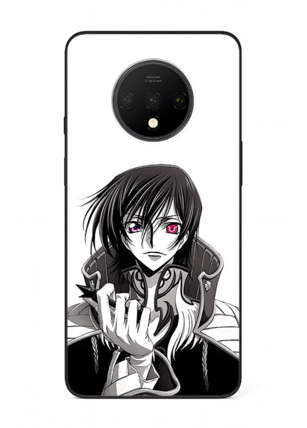black white samurai warrior art OnePlus 7T glass cover japanese minimal case