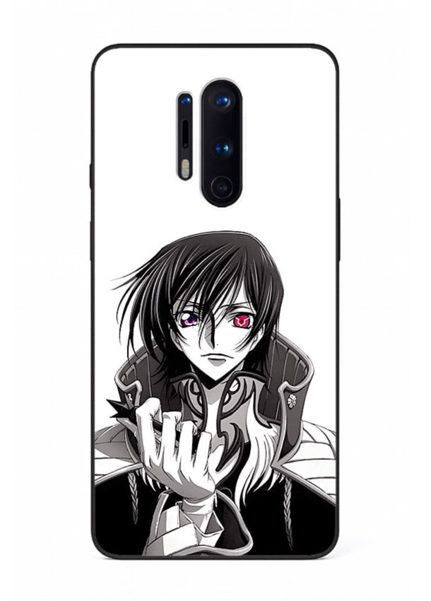 black white samurai warrior art OnePlus 8 Pro glass cover japanese minimal case