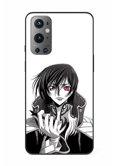 black white samurai warrior art OnePlus 9 glass cover japanese minimal case
