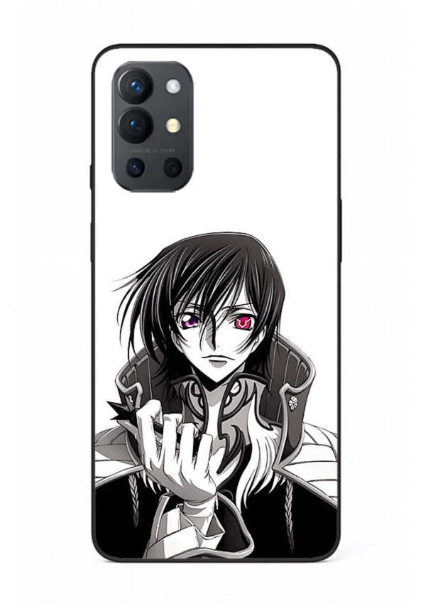 black white samurai warrior art OnePlus 9R glass cover japanese minimal case