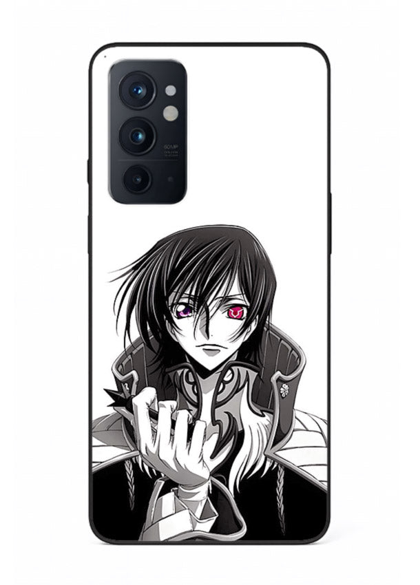 black white samurai warrior art OnePlus 9RT glass cover japanese minimal case