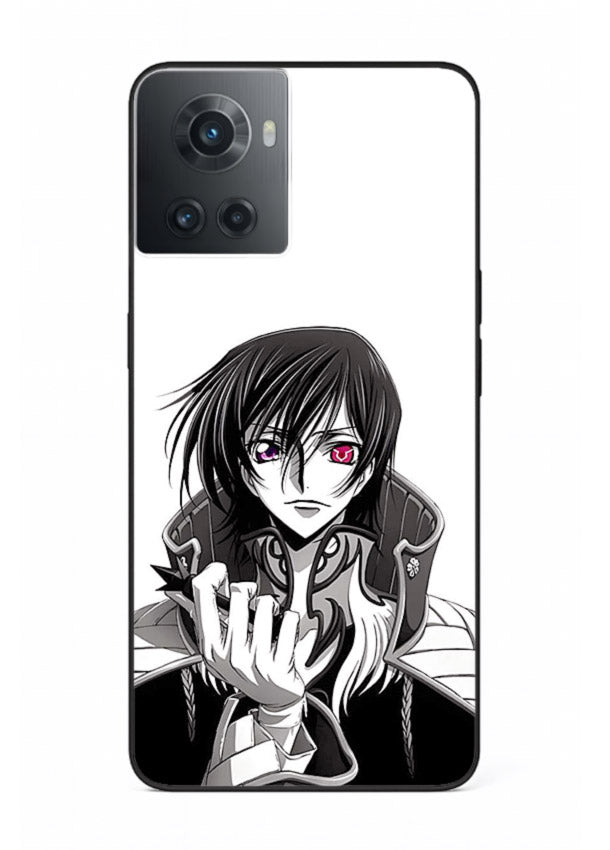 black white samurai warrior art OnePlus 10R glass cover japanese minimal case
