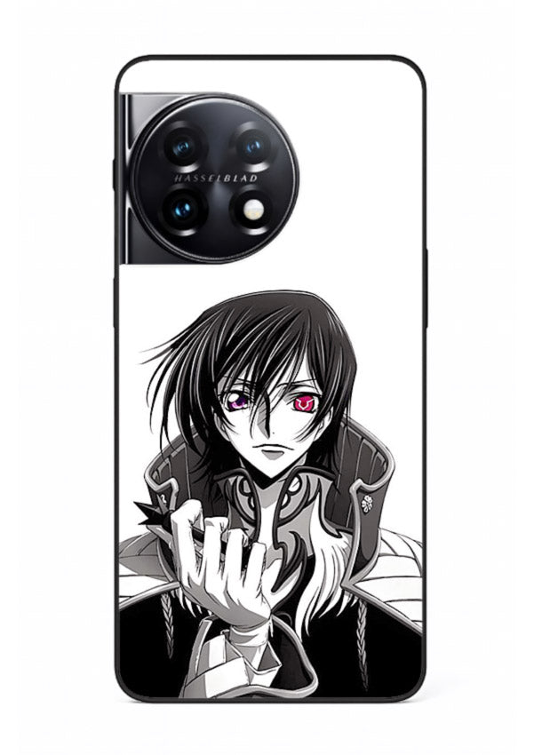 black white samurai warrior art OnePlus 11R glass cover japanese minimal case