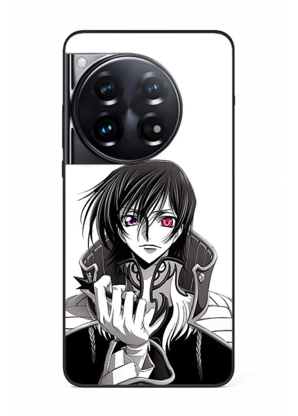 black white samurai warrior art OnePlus 12 glass cover japanese minimal case