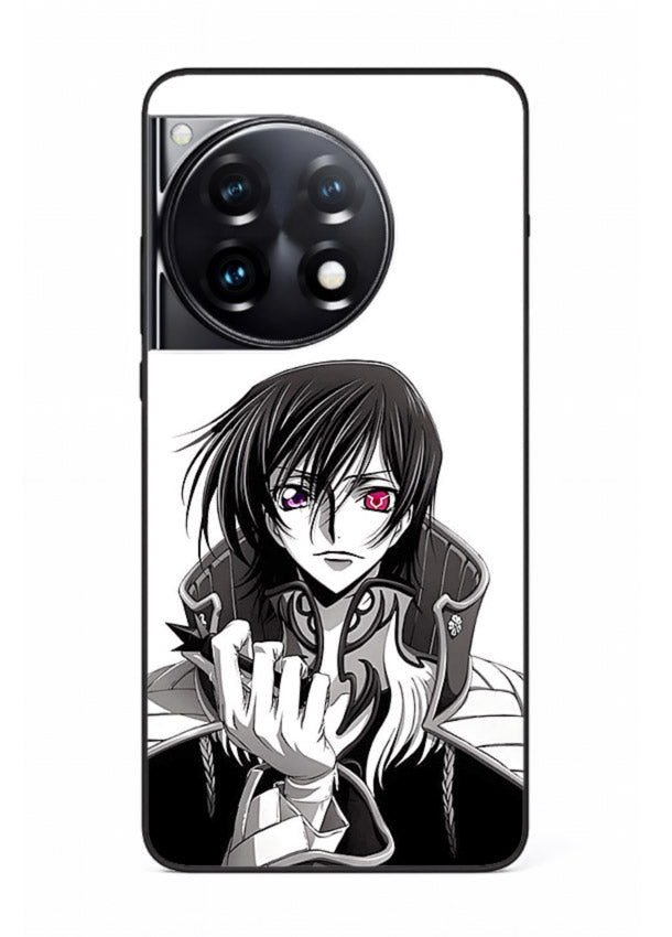 black white samurai warrior art OnePlus 12R glass cover japanese minimal case