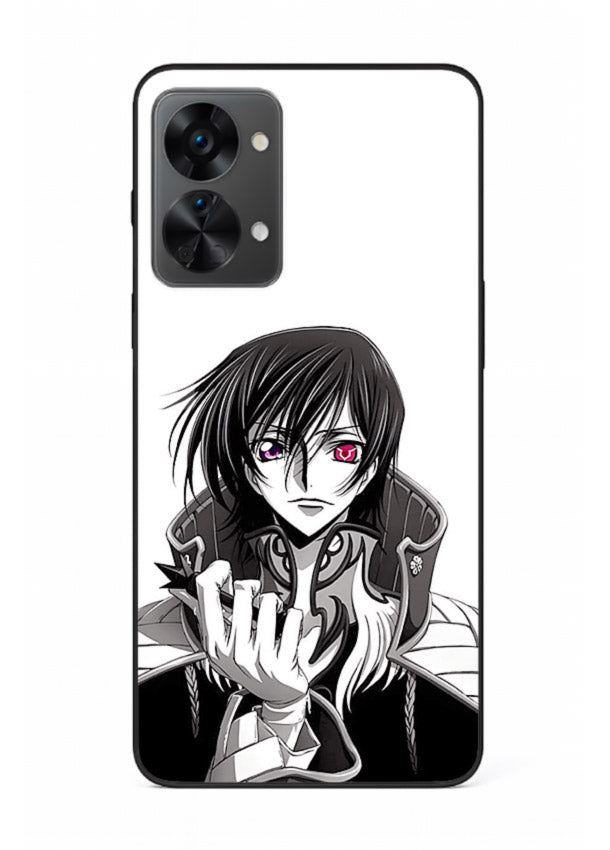 black white samurai warrior art OnePlus Nord 2T glass cover japanese minimal case