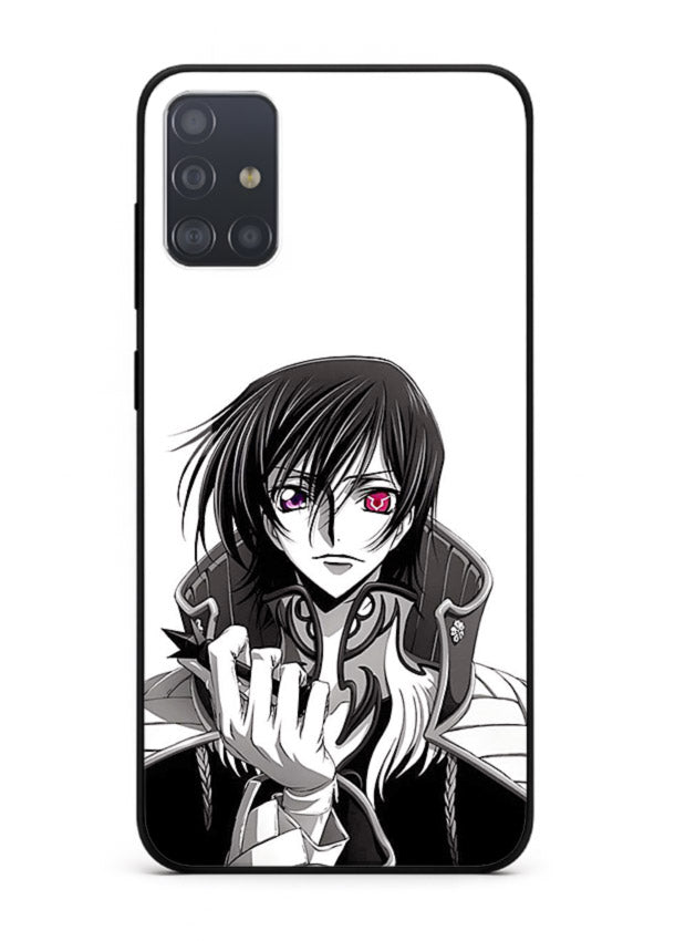 black white samurai warrior art Samsung A51 glass cover japanese minimal case