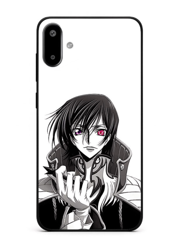 black white samurai warrior art Samsung F06 5G glass cover japanese minimal case