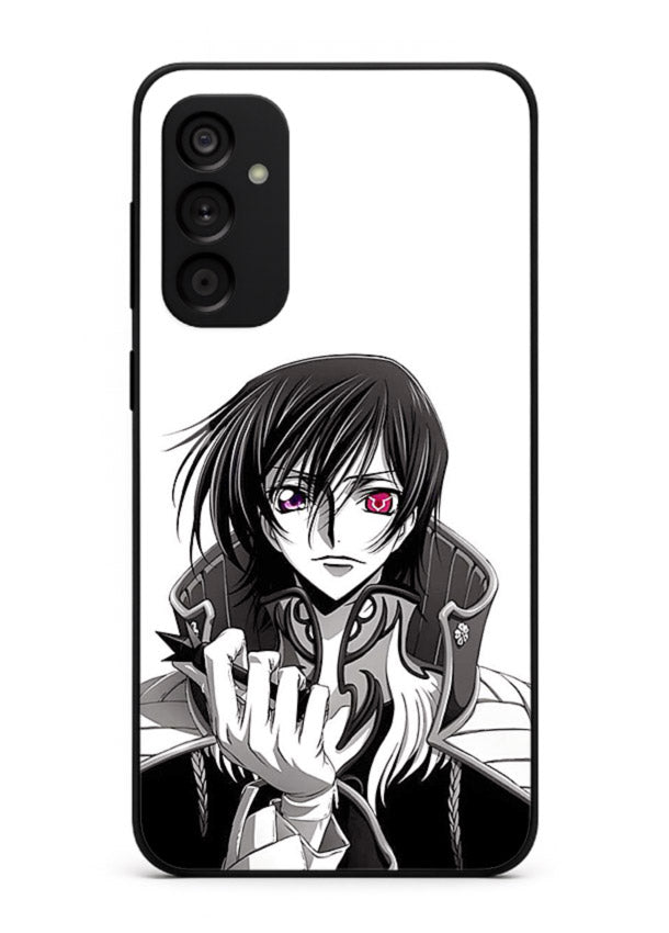 black white samurai warrior art Samsung F54 5G glass cover japanese minimal case