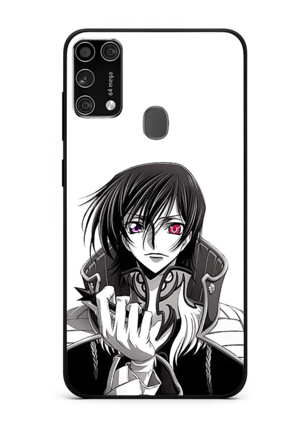 black white samurai warrior art Samsung M31 Prime glass cover japanese minimal case