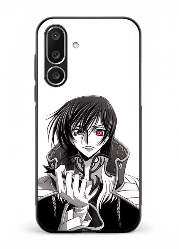 black white samurai warrior art Samsung M56 5G glass cover japanese minimal case