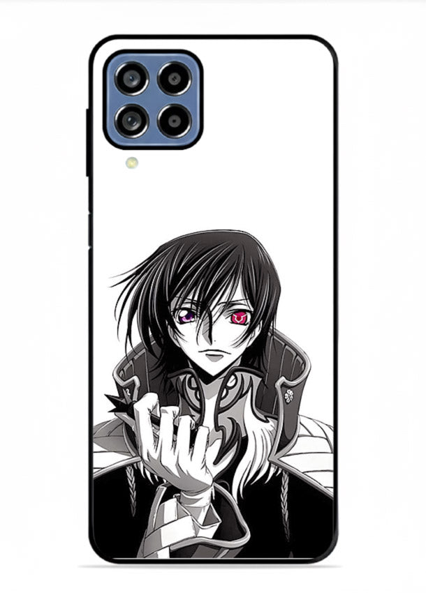 black white samurai warrior art Samsung M33 5G glass cover japanese minimal case