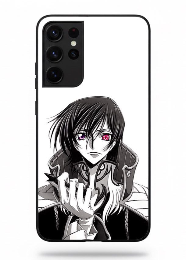 black white samurai warrior art Samsung S21 Ultra glass cover japanese minimal case