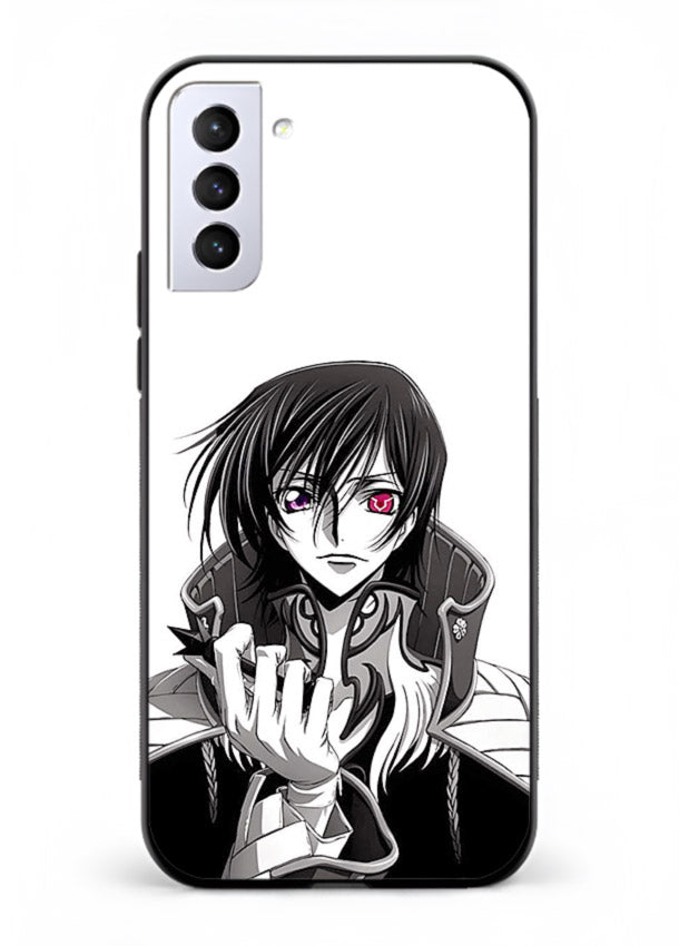 black white samurai warrior art Samsung S21 FE glass cover japanese minimal case