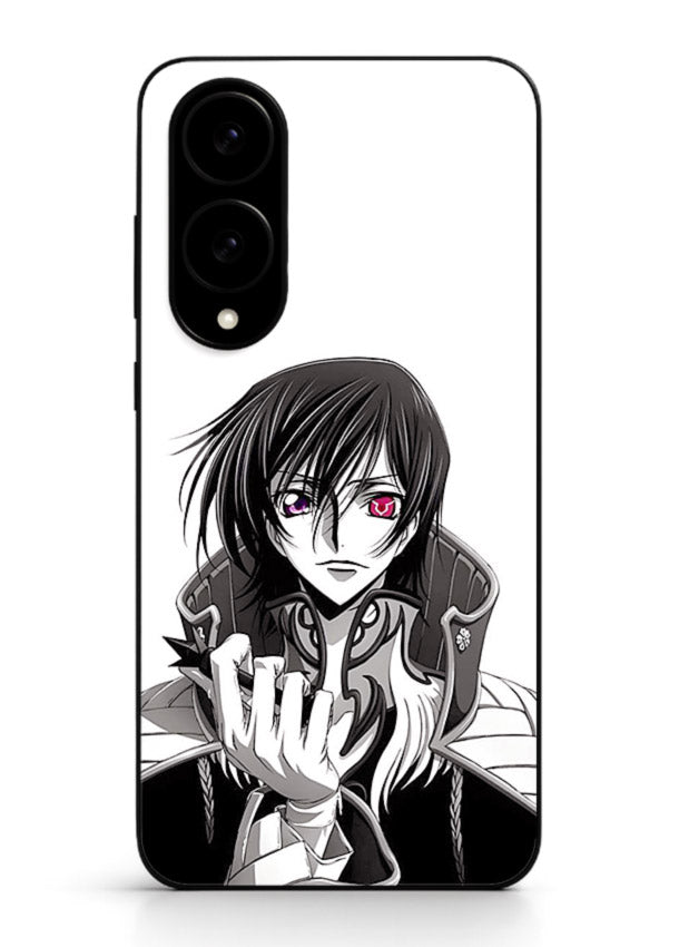 black white samurai warrior art Samsung S25 Edge glass cover japanese minimal case