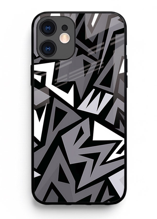Black White Zigzag monochrome zigzag pattern iphone 11 glass back cover