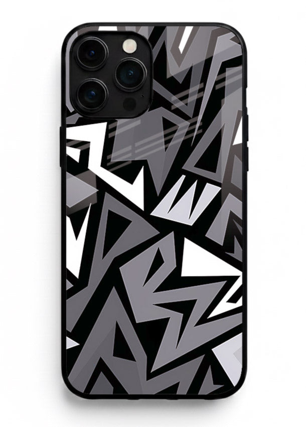 Black White Zigzag monochrome zigzag pattern iphone 14 pro max glass back cover