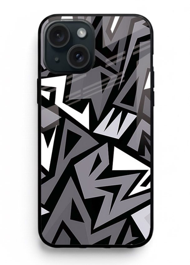 Black White Zigzag monochrome zigzag pattern iphone 15 plus glass back cover