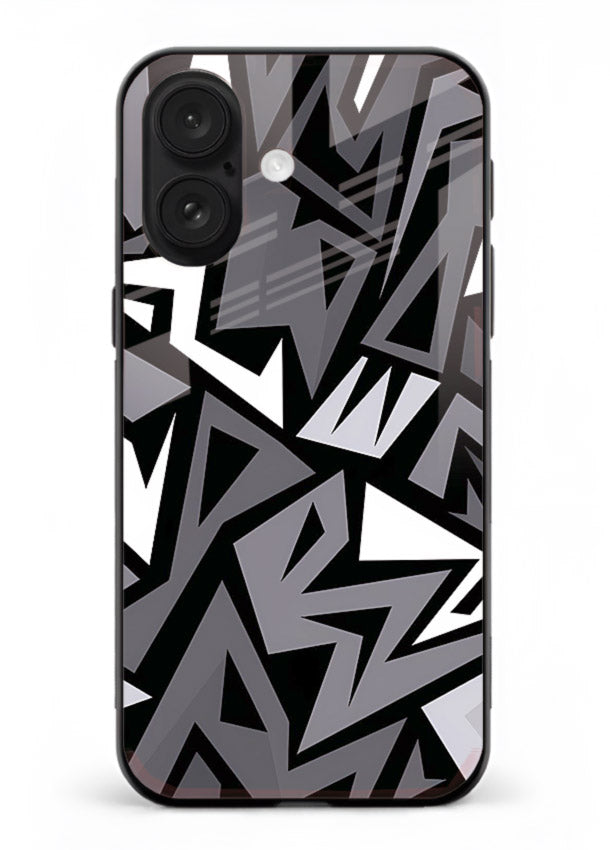 Black White Zigzag monochrome zigzag pattern iphone 16 plus glass back cover
