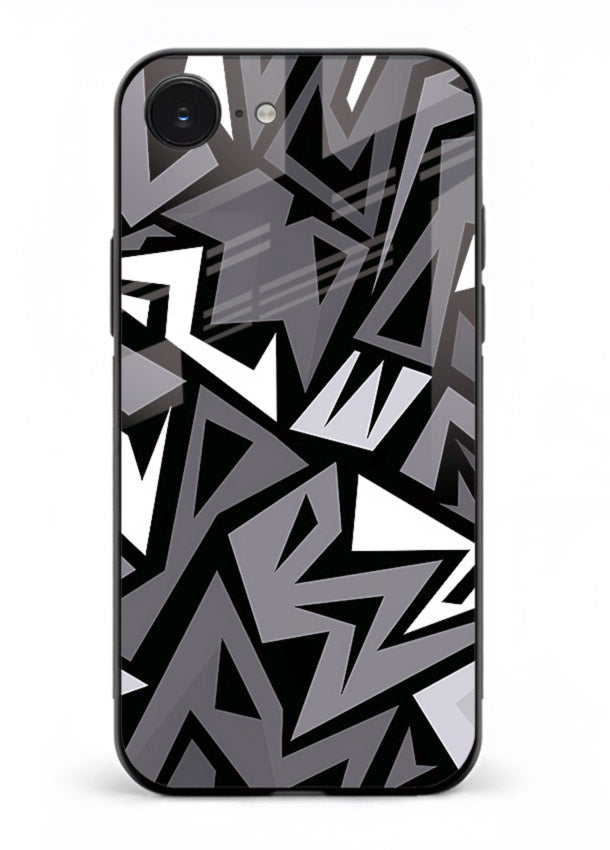 Black White Zigzag monochrome zigzag pattern iphone 16e glass back cover