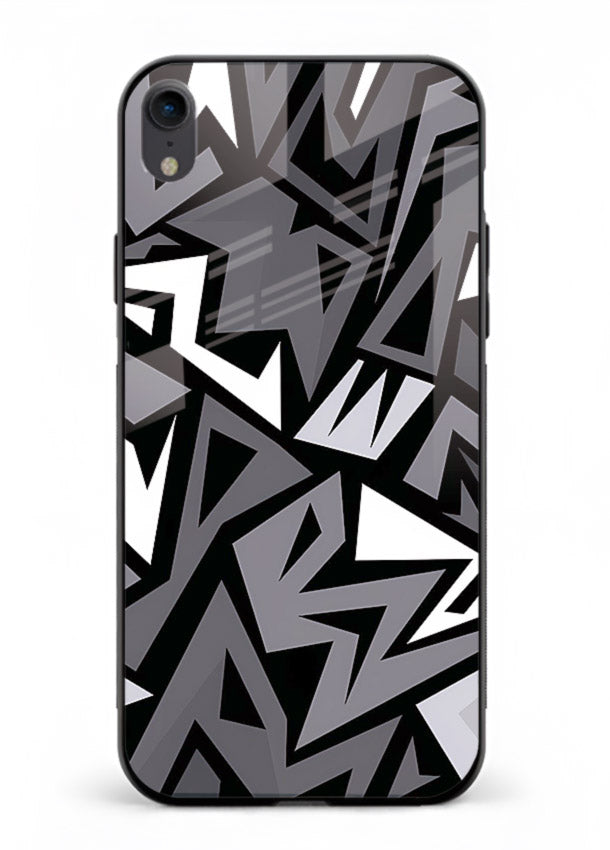 Black White Zigzag monochrome zigzag pattern iphone xr glass back cover