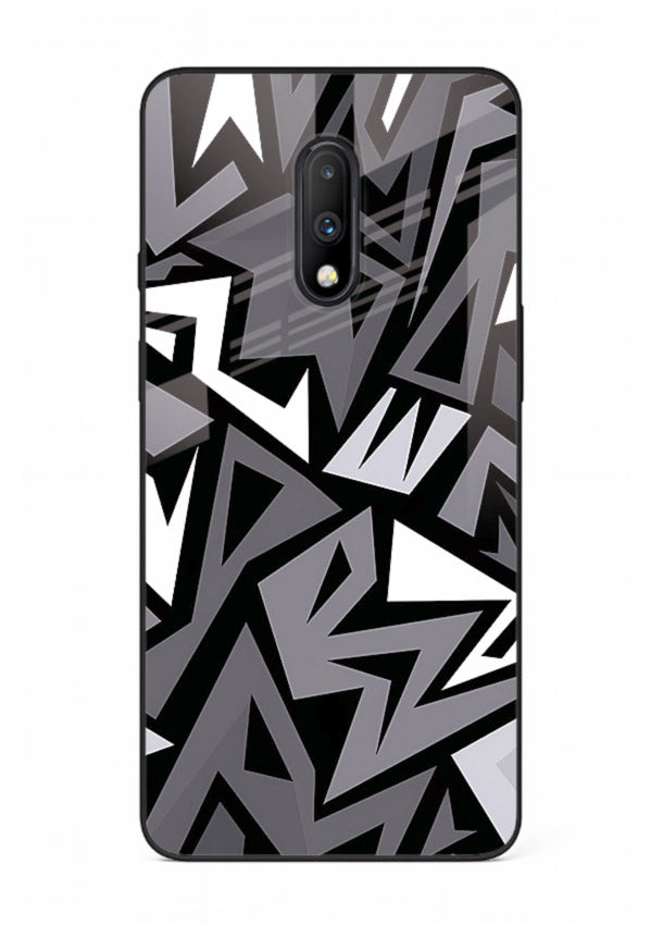 Black White Zigzag monochrome zigzag pattern OnePlus 7 glass back cover