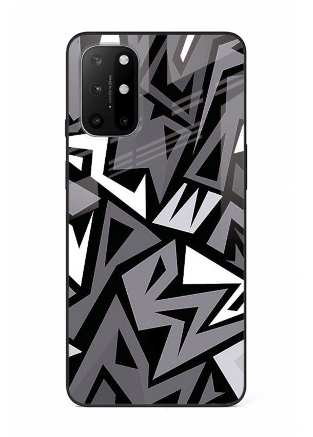 Black White Zigzag monochrome zigzag pattern OnePlus 8T glass back cover