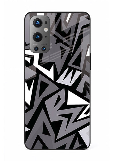 Black White Zigzag monochrome zigzag pattern OnePlus 9 glass back cover