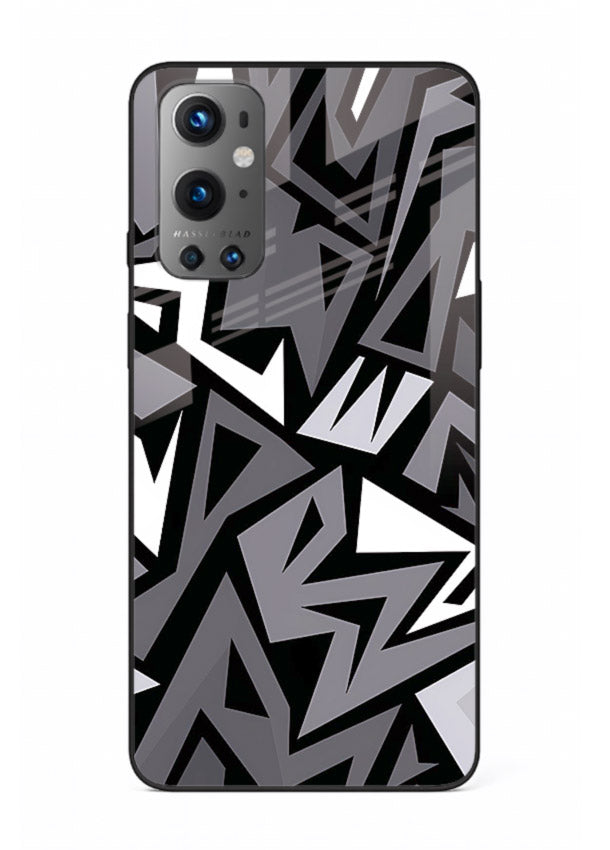 Black White Zigzag monochrome zigzag pattern OnePlus 9 glass back cover
