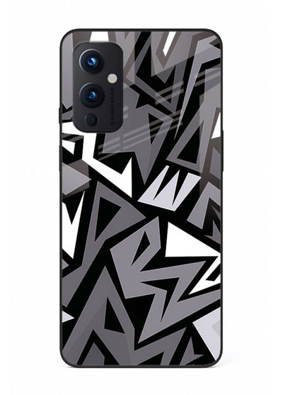 Black White Zigzag monochrome zigzag pattern OnePlus 9 Pro glass back cover