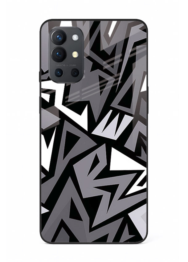 Black White Zigzag monochrome zigzag pattern OnePlus 9R glass back cover