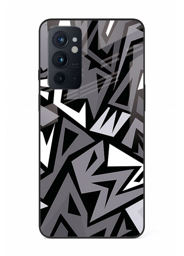 Black White Zigzag monochrome zigzag pattern OnePlus 9RT glass back cover
