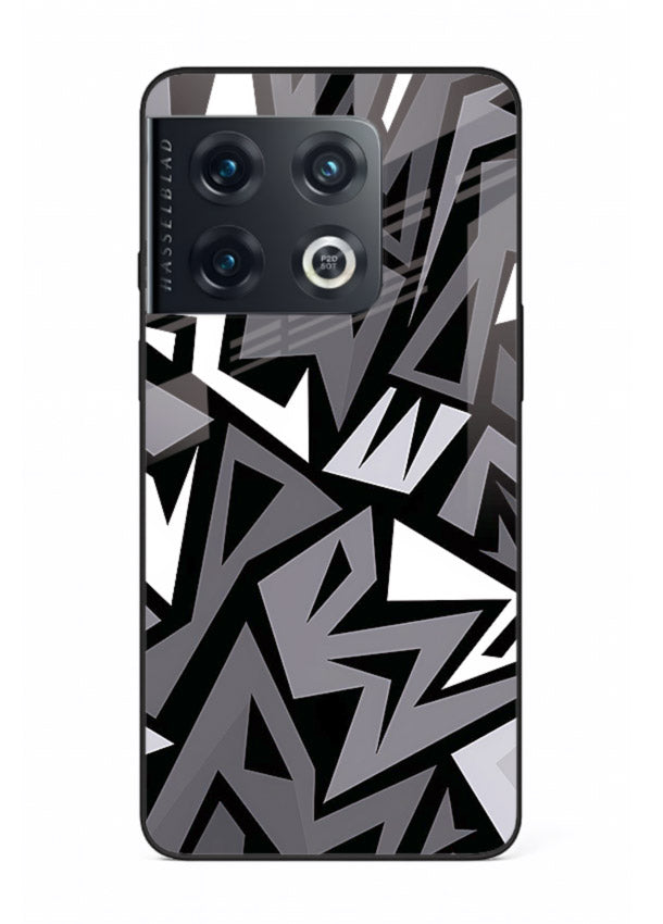 Black White Zigzag monochrome zigzag pattern OnePlus 10 Pro glass back cover