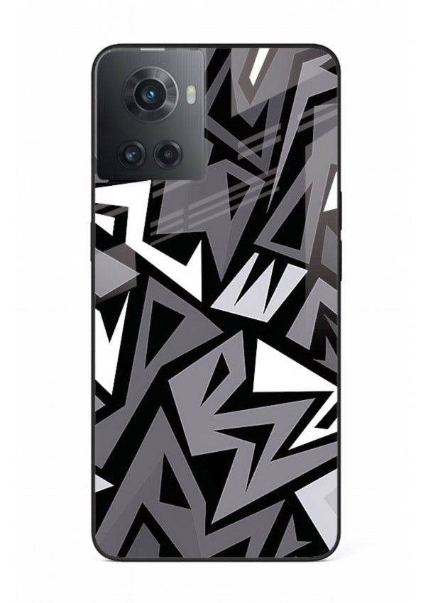 Black White Zigzag monochrome zigzag pattern OnePlus 10R glass back cover