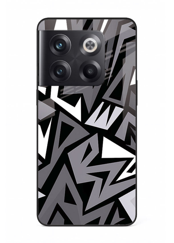 Black White Zigzag monochrome zigzag pattern OnePlus 10T glass back cover