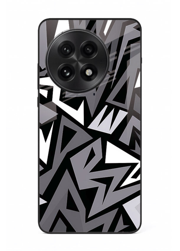 Black White Zigzag monochrome zigzag pattern OnePlus 13 glass back cover