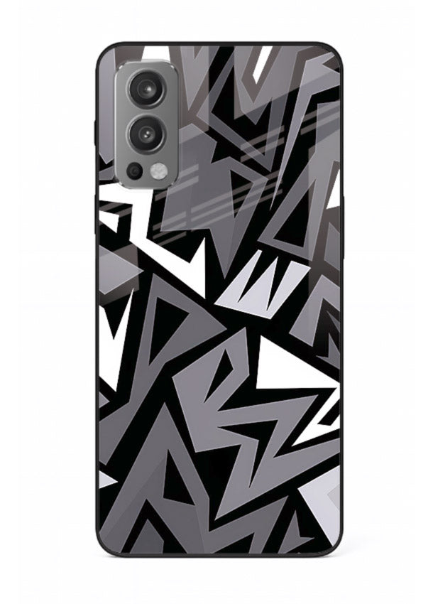 Black White Zigzag monochrome zigzag pattern OnePlus Nord 2 glass back cover