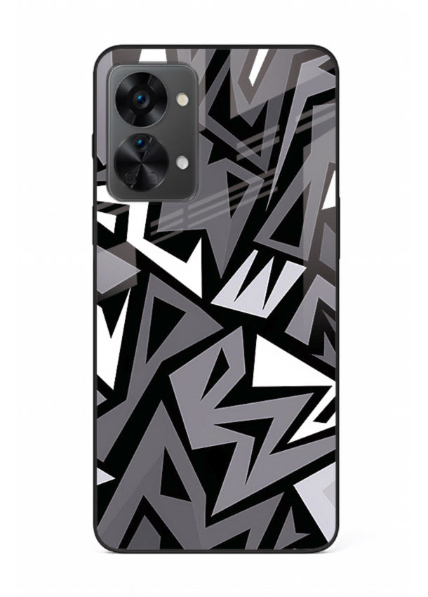 Black White Zigzag monochrome zigzag pattern OnePlus Nord 2T glass back cover